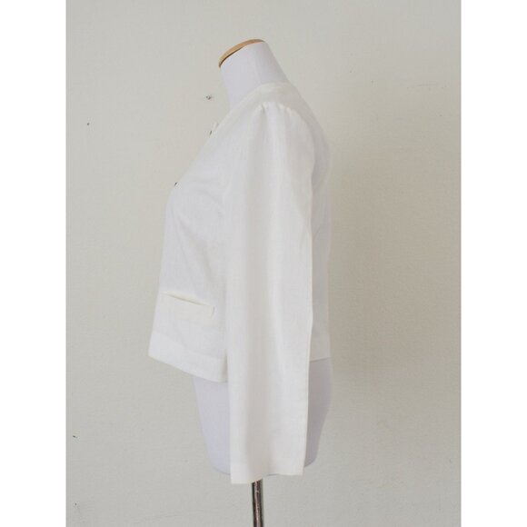 Vintage 90s White Long Sleeves Crop Blouse by Anley Catol - Picture 3 of 10